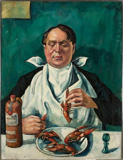 Roman Kramsztyk, Man eating crayfish (Portrait of Karol Szuster)