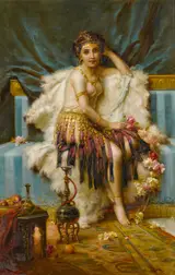 Hans Zatzka, Beauty with Flowers in an Interior
