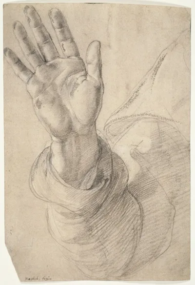 Raphael, Upraised Right Hand, with Palm Facing Outward: Study for Saint Peter