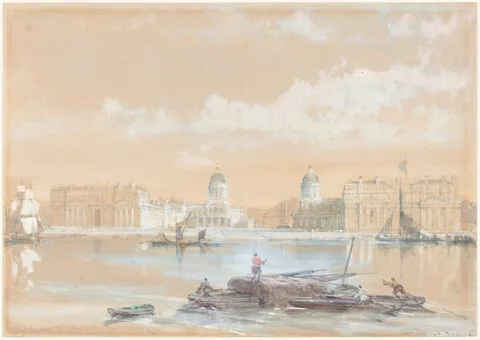 David Roberts, The Naval College from the River at Greenwich