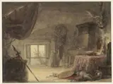 David Roberts, Zoldervertrek, ingericht als atelier