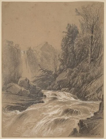 William Hart, Mountain Landscape, Stream and Waterfall