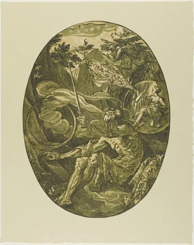 Hendrik Goltzius, Demogorgon in the Cave of Eternity, plate one from Demogorgon and the Deities