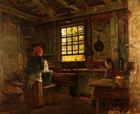 John Joseph Enneking, Old Colonial Wash Kitchen (Old Eliot House, Hyde Park, MA)