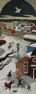 William Gropper, Suburban Post in Winter (mural study, Freeport New York Post Office)