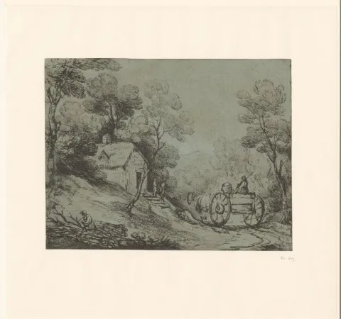 Thomas Gainsborough, Boslandschap met paard en wagen bij een huis