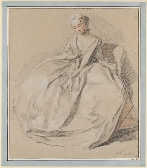 François Boucher, Young Lady Looking at Her Ring
