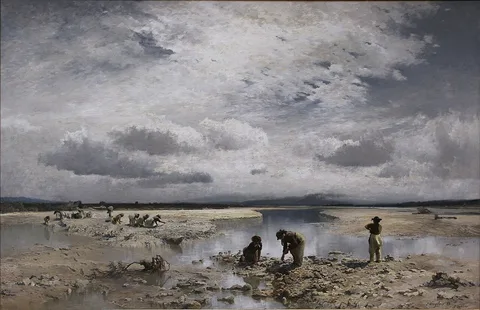 Joseph Wenglein, Women collecting limestone from the bed of the Isar near Tölz