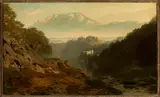 Ludwig Willroider, Mountain landscape with a castle.