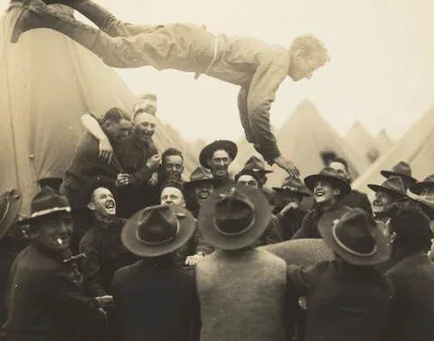 Lewis Hine, Soldier Thrown in Air