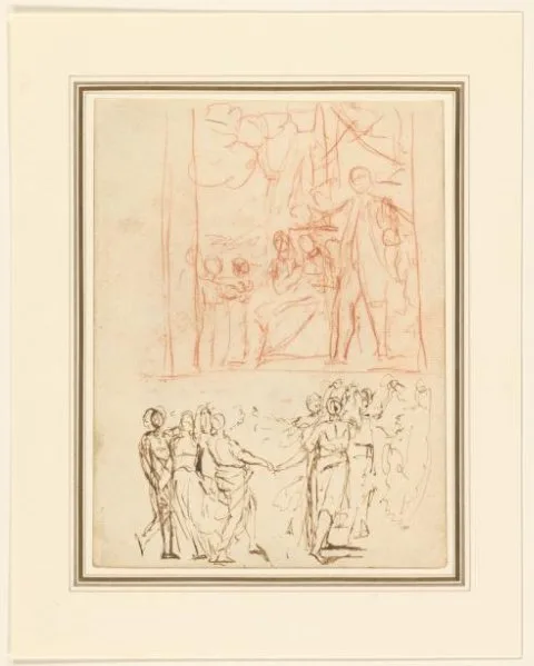 George Romney, Een familie en figuren tijdens een rondedans