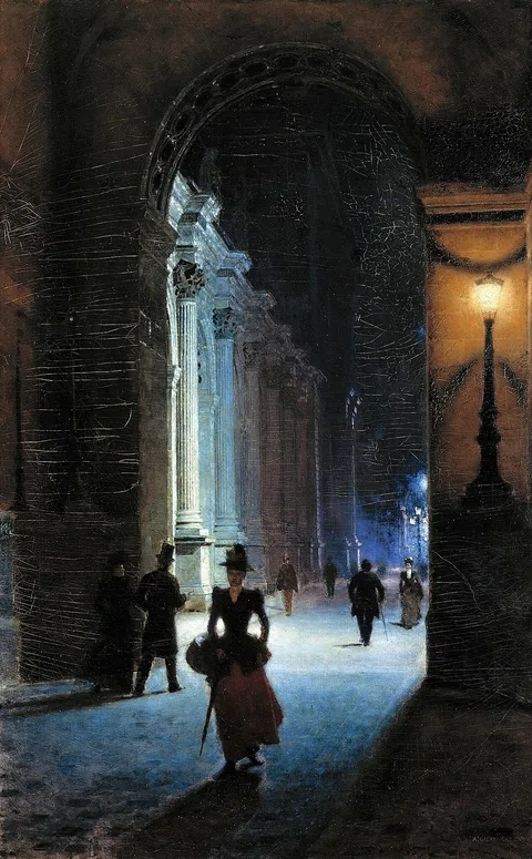 Aleksander Gierymski, Louvre at night