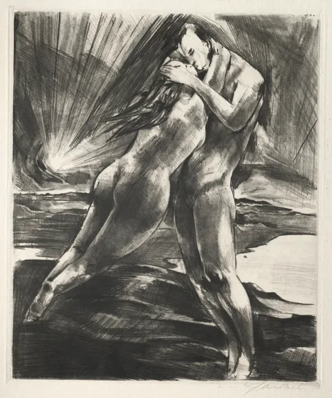 Willy Jaeckel, Arno Holz Mappe:  Schwebendes Paar