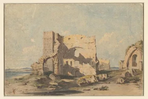 John Varley, Lindisfarne Abbey op Holy Island, Northumberland