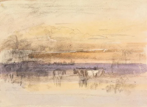 John Varley, Cattle Watering at Sunset