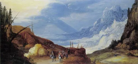 Joos de Momper, Mountain Landscape with Travelers