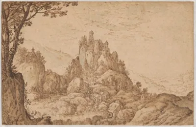 Joos de Momper, A Castle on a Crag in a Mountainous Landscape