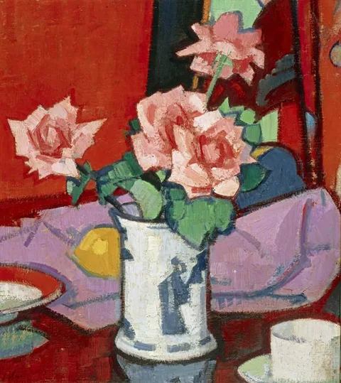 Samuel Peploe, Pink Roses, Chinese Vase