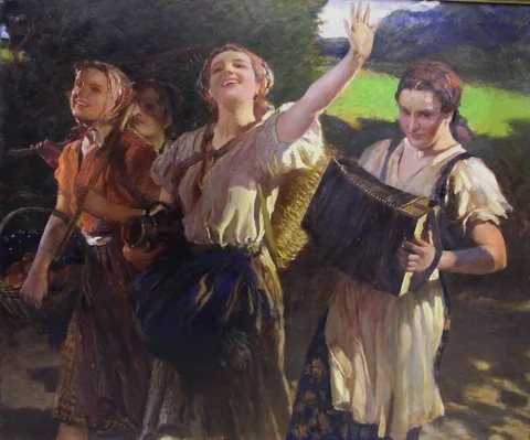 Leopold Schmutzler, Working maidens returning from the field