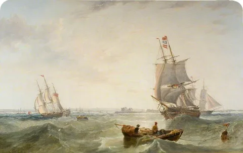 James Wilson Carmichael, Shipping on the Solent, off Calshot Castle