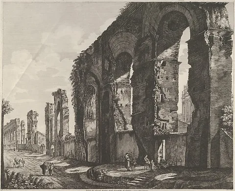 Luigi Rossini, View of Nero's aqueduct, Rome