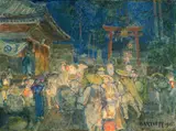 Charles William Bartlett, Temple on Lake Biwa, Night
