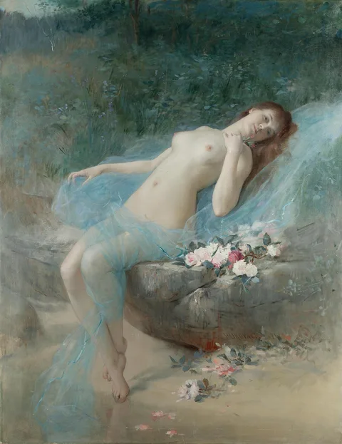 Vlaho Bukovac, Reclining nude (Une fleur)