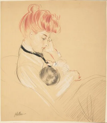Paul César Helleu, Madame Helleu Cradling Paulette in Her Arms