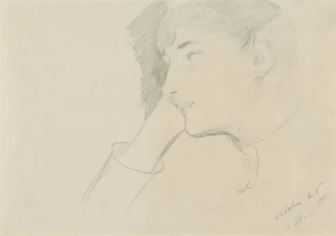 Paul César Helleu, Kop van een peinzende dame met het hoofd op de hand gesteund