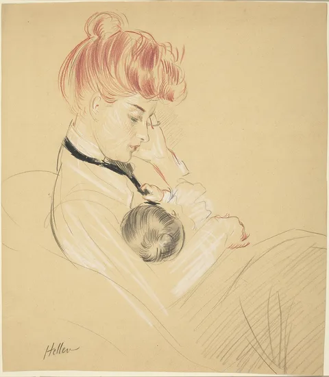 Paul César Helleu, Madame Helleu Cradling Paulette in Her Arms
