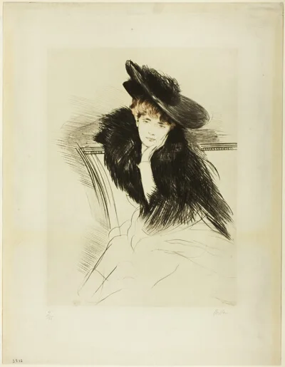 Paul César Helleu, Woman Seated Leaning Forward, Chin Cupped in Left Hand