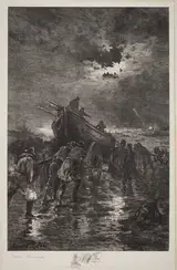Edward Moran, Untitled (Launching a Dory/To the Rescue/Shipwreck)