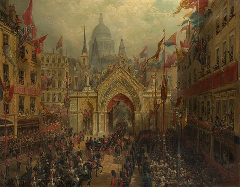 Nicholas Chevalier, 'Thanksgiving Day': The Procession to St Paul's Cathedral, 27 February 1872