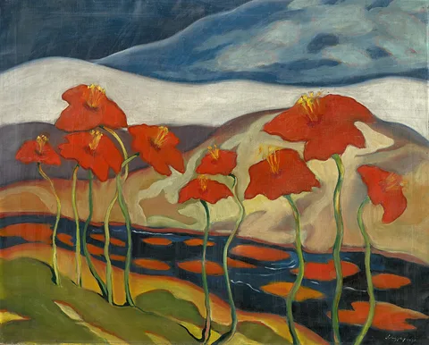 Zoltán Palugyay, Landscape with Flowers