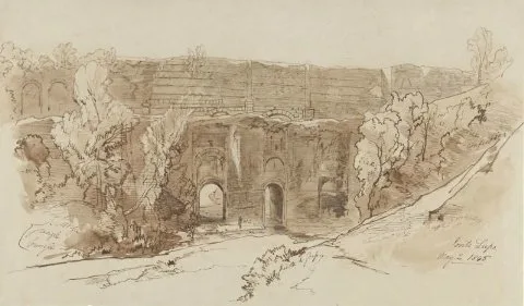 Edward Lear, Gezicht op de Ponte Lupo (bij Tivoli)