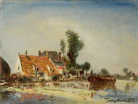 Johan Jongkind, Houses on a Waterway near Crooswijk