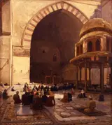 Joseph Farquharson, The Hour of Prayer - Interior of the Mosque Sultan Hassan, Cairo