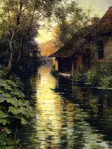 Louis Aston Knight, Boathouse on a Stream