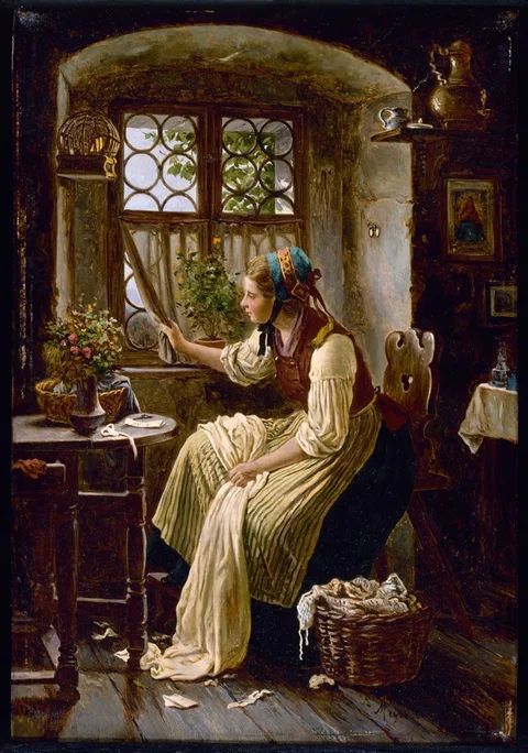 Johann Georg Meyer, Young Woman Looking through a Window