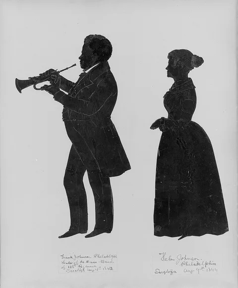 Auguste Edouart, Frank Johnson, Leader of the Brass Band of the 128th Regiment in Saratoga, with his wife, Helen