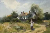 Ernest Walbourn, Landscape with a Cottage and a Woman