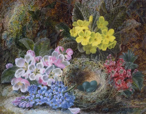 Oliver Clare, Primroses, Apple Blossoms and Bird's Nest