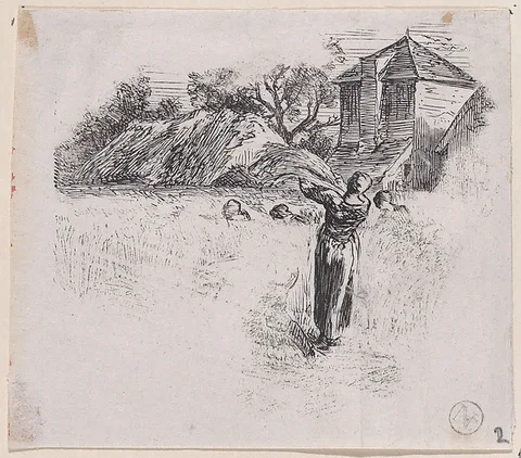 Charles Jacque, Woman Carrying Sheaf