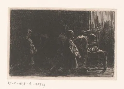 Charles Jacque, Biddende figuren voor een stoel