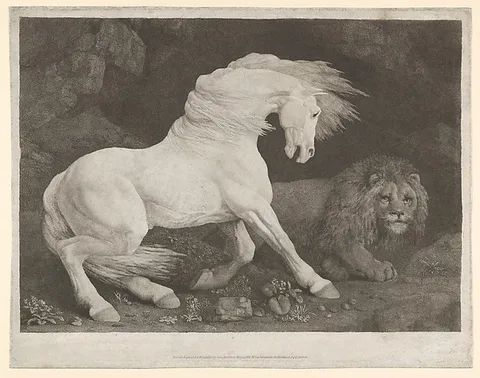 George Stubbs, A Horse Affrighted at a Lion