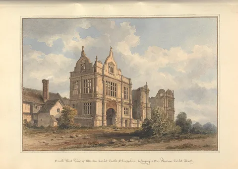 George Stubbs, South West View of Moreton Corbet Shropshire; belonging to Sir Andrew Corbet Bart.
