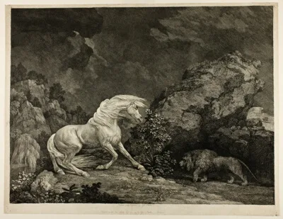 George Stubbs, A Horse Affrighted by a Lion