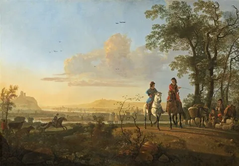 Aelbert Cuyp, Horsemen and Herdsmen with Cattle
