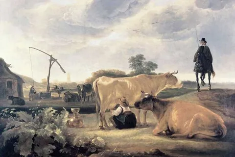 Aelbert Cuyp, Landscape with Cattle and Milkmaid