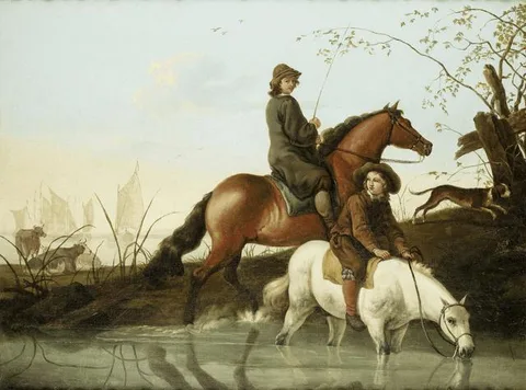 Aelbert Cuyp, Horsemen Watering Their Horses